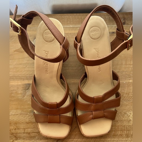 New Paul Green Tina Women's Wedge Sandal in Cognac Size 7 - Picture 3 of 11